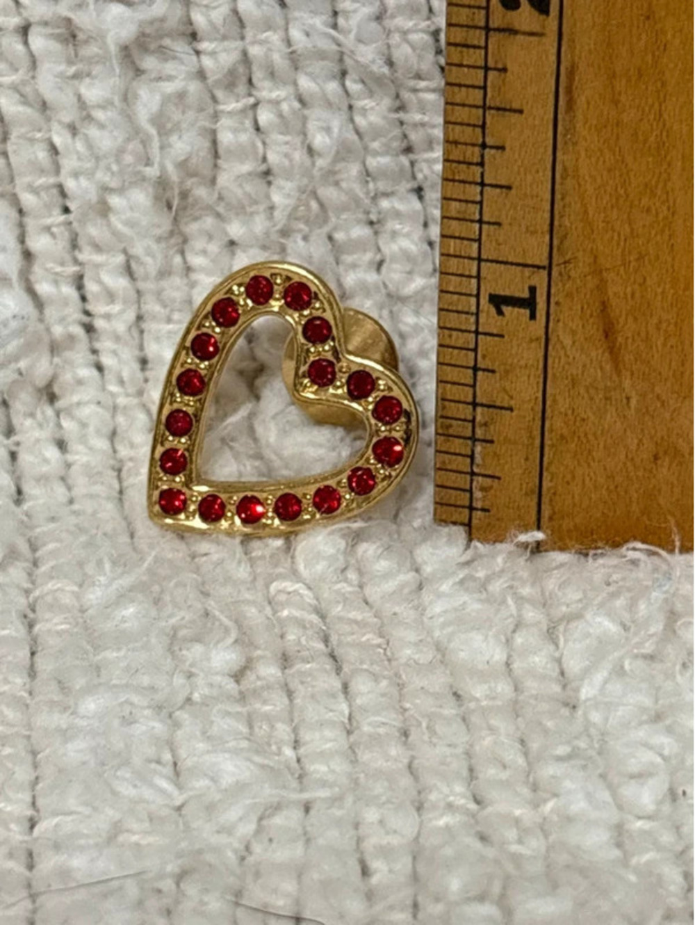 Vintage 1992 Avon Sparkling Heart Red Rhinestone Tie Tack Lapel Pin